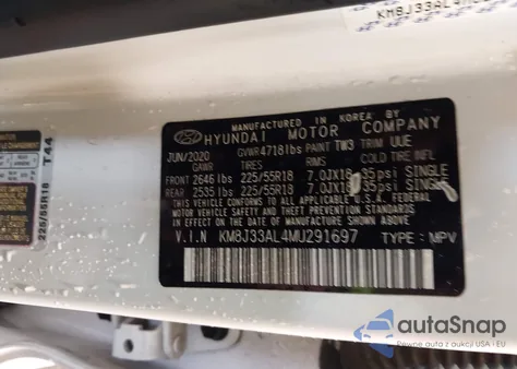 2021 Hyundai Tucson Sel из США, поврежденный, VIN KM8J33AL4MU291697